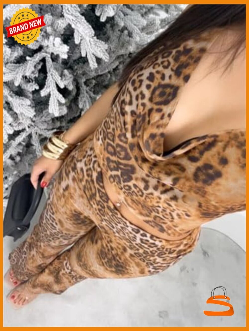 Sexy Mesh 2 Piece Pants Set - Halter Top & Flare Pants - Picture 4 of 7